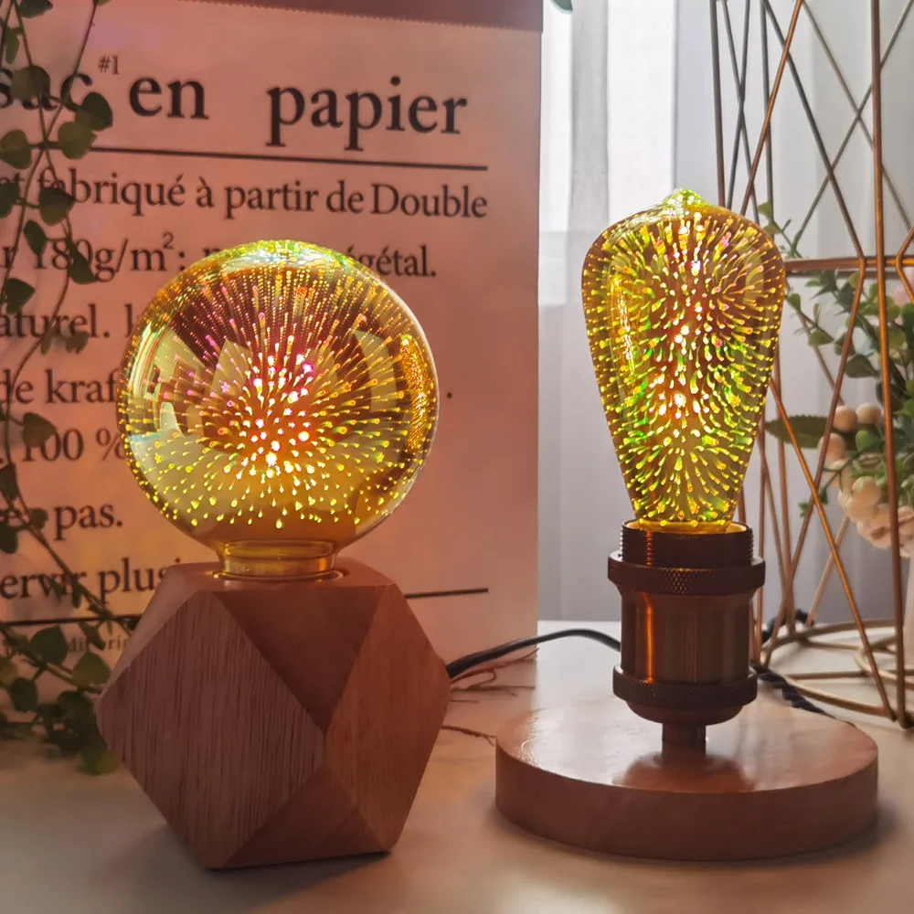 

Ретро лампа Эдисона цветной фейерверк E27 винт 4 Вт креативсветильник домашний теплый свет античный трехмерный 3D свет