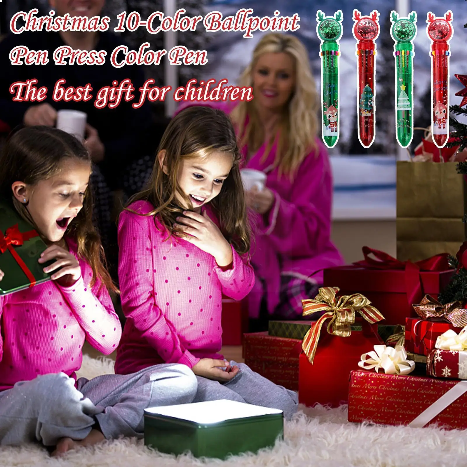 

Симпатичная Рождественская шариковая ручка 16 шт./лот, 10 цветов, ручка с блестками, подарок, школьные принадлежности, разноцветные рождестве...