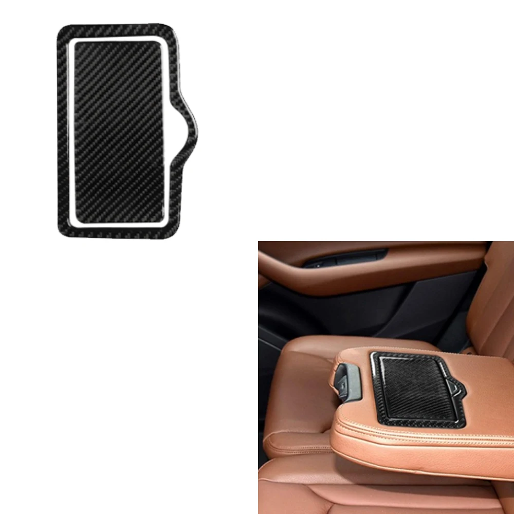 

For Audi Q7 SQ7 4M 2016-2019 Carbon Fiber Car Accessories Interior Sticker Rear Seat Armrest Panel Cup Holder Box Frame Cover