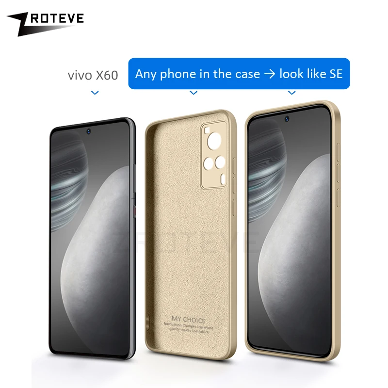 Чехол для Vivo X60 Pro квадратный жидкий силикон мягкий чехол X50 X70 X80 Plus + X51 5G Global