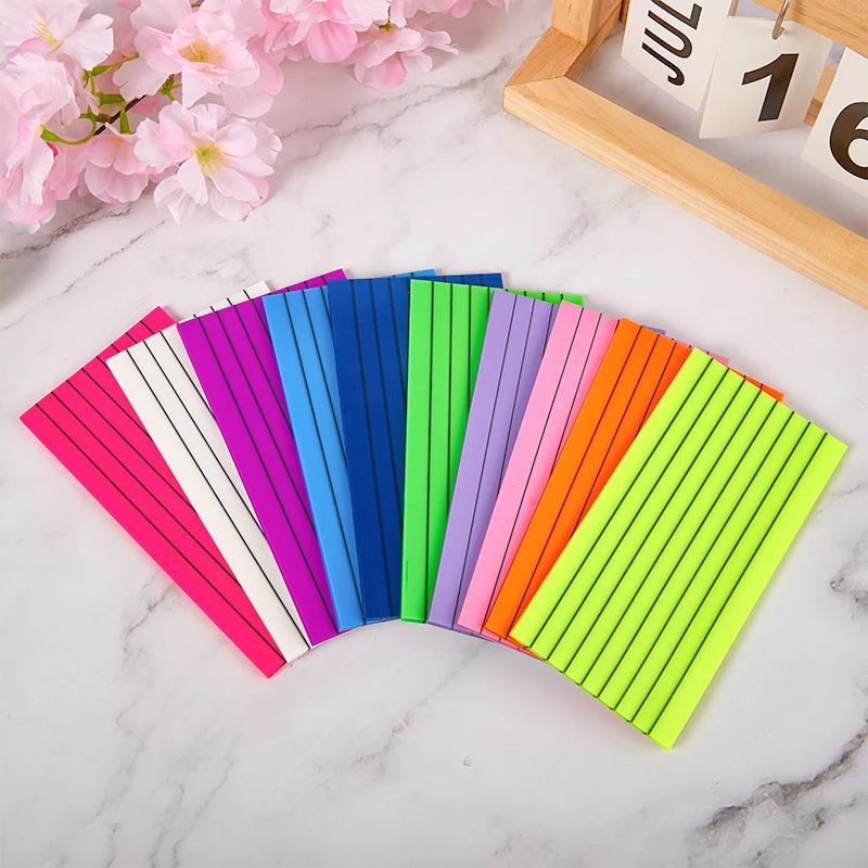 

50sheets Transparent Sticky Note Pads Notepads Line Shape Waterproof PET Color Sticker School Student Stationery Office Supplies