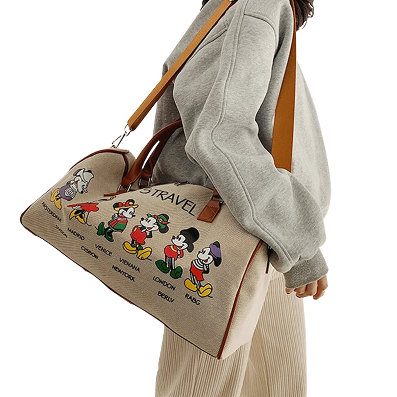 

Disney Mickey Mouse Anime Canvas Single Shoulder Bags Kawaii Large Capacity Bags Tote Leisure Travel Bags