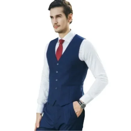 Модный мужской костюм жилет внутренний синий универсальный деловой наручный