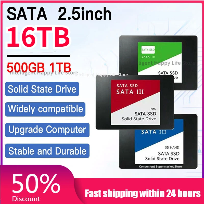 

Portable SSD 4TB Hard Disk 1TB/16TB/8TB 2.5 Inch SATA For Laptop/Computer Internal Solid State Drive High-Speed Hard Disk