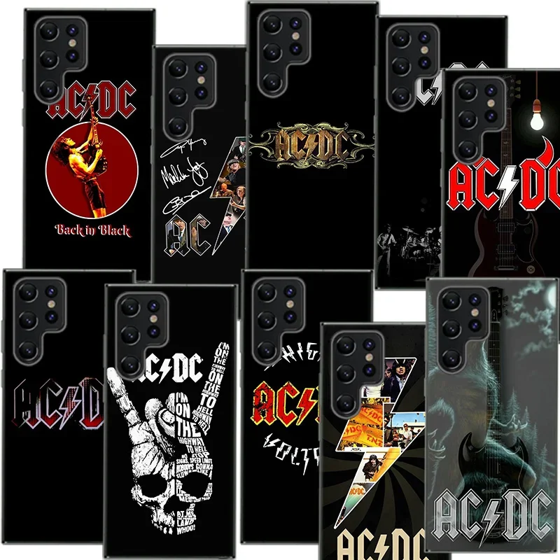 Ac-Dc Fashion Rock Clear Чехол для телефона Samsung Galaxy S21 S20 S23 FE S24 S22 Ultra Capa S10 S9 S8 Plus S10E Cover Shell Coque