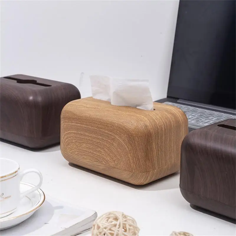 

Retro Household Paper Towel Storage Box Simple Stylish Solid Wood Walnut Removable Tissue Case Lagerung Boxes Desktop Decoration