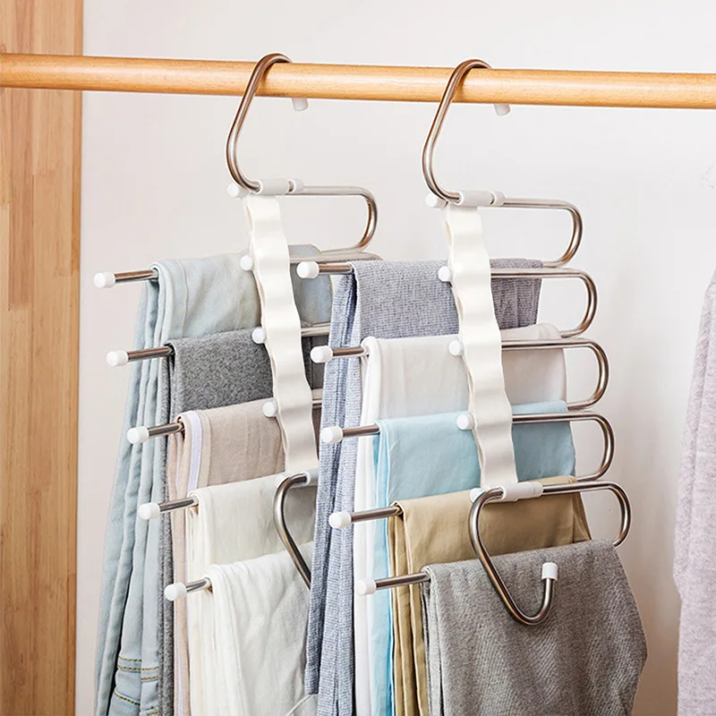 

Closet Organizers Multi-Functional Pants Rack Clothes Pants Hangers Space-Saving Hanger Organizer For Trousers Tie Scarf Hanger