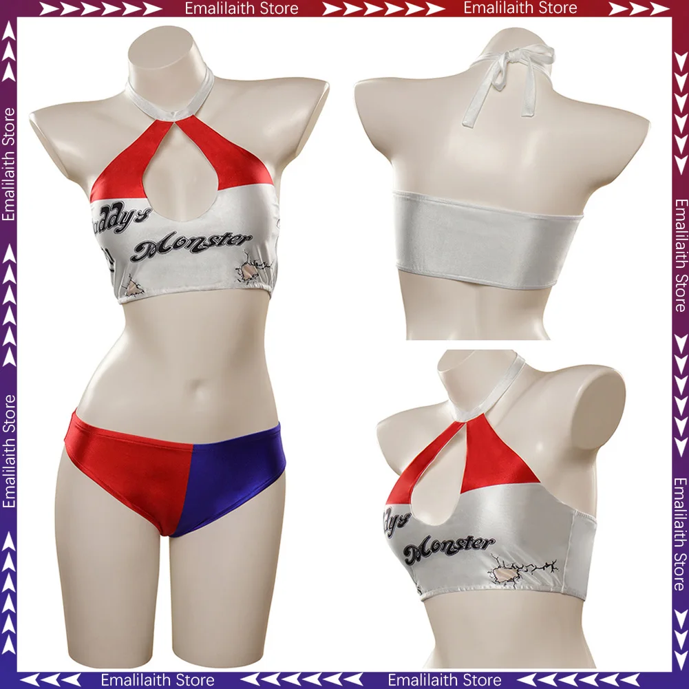 Маскировка Quinzel комплект бикини для косплея купальник костюм злодея из фильма