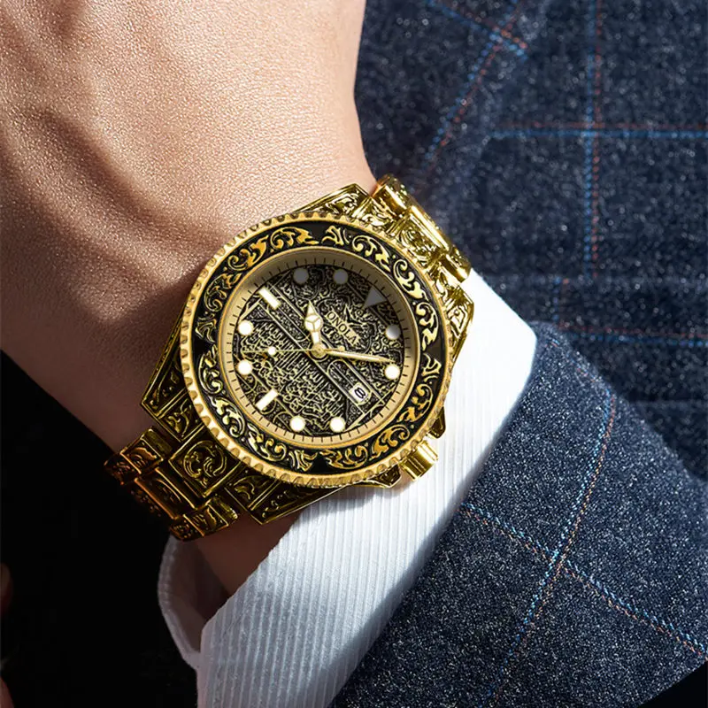 

ONOLA brand vintage watch man waterproof Original steel band wristwatch fashion casual luxury gold mens watch relogio masculino