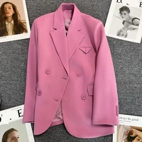 autumn and winter fashion double breasted blazers for women formal rose long sleeve office lady coats