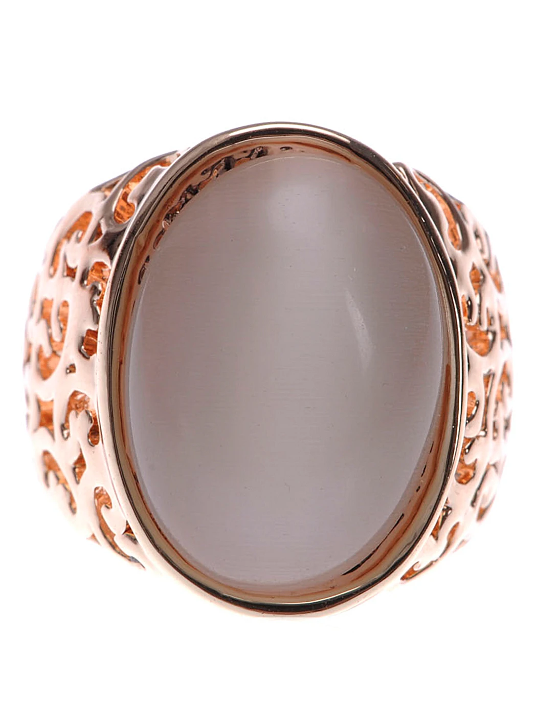 

Женское модное эффектное кольцо с перфорацией и овальным опалом