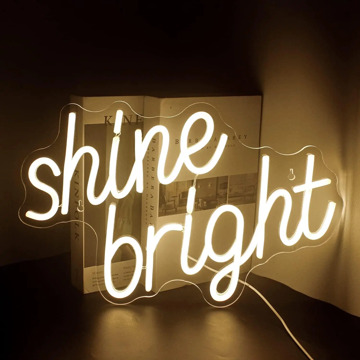 

Яркая неоновая вывеска Shine с питанием от USB для декора комнаты, искусственная неоновая лампа с регулируемой яркостью, ночник для бара, свадебное настенное искусство, подарок на день рождения