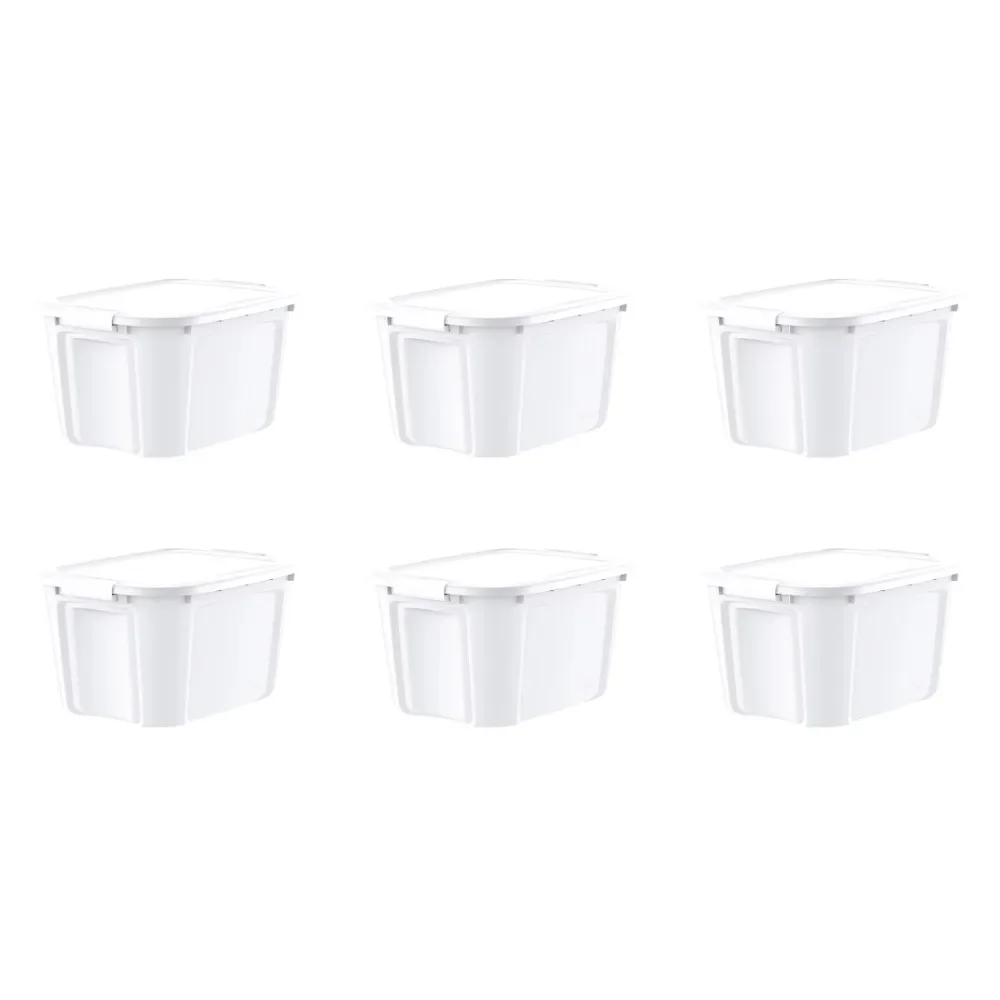 

Bella Storage 12 Gallon White Plastic Latching Lid Tote Set 6
