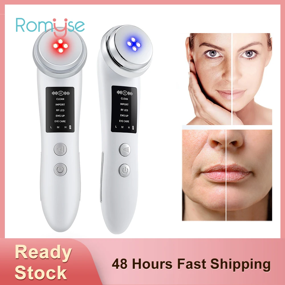 

ROMYSE 5 in 1 EMS Radio Frequency Skin Import RF LED Digital Face Eye Tightening Firming Rejuvenation Wrinkle Fine Line Remover