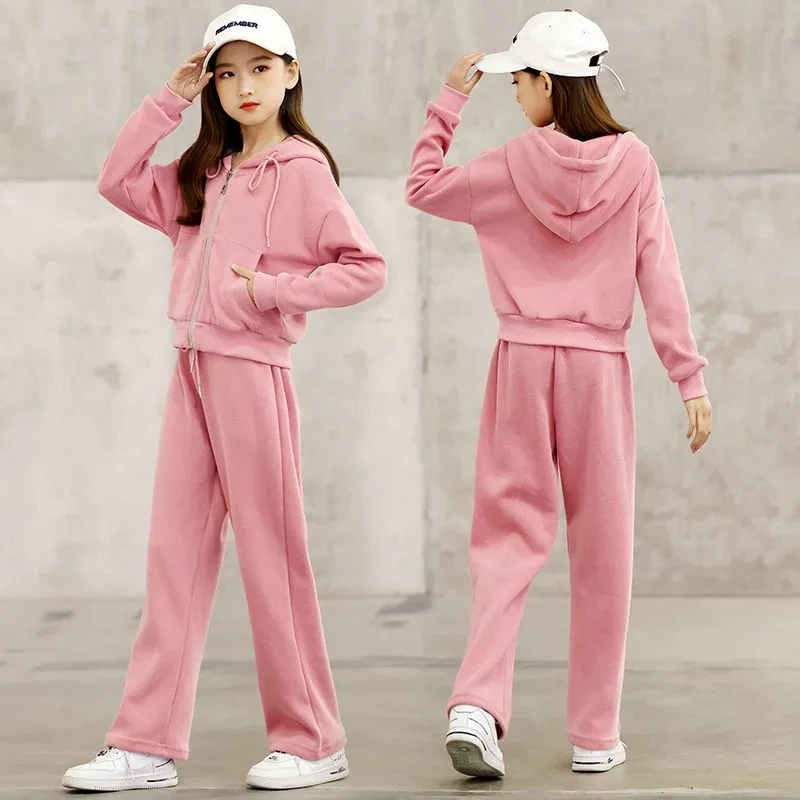 Осенний комплект одежды для девочек из 2 предметов куртка на молнии с капюшоном и