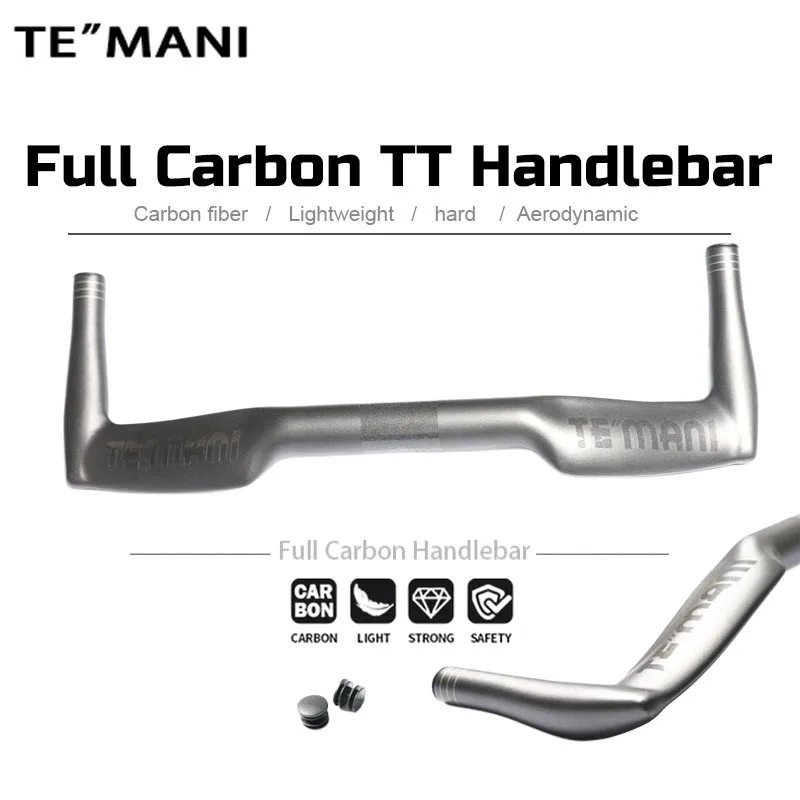 Фото Руль TEMANI Full Carbon TT 400-440 мм, аэродинамический, с внутренней проводкой, для фикс-байков и шоссейных велосипедов, легкий велосипедный аксессуар №1