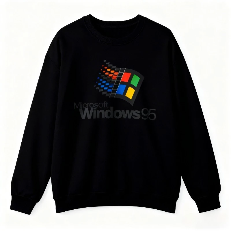Фото Толстовка с круглым вырезом в стиле ретро Windows 95, винтажная толстовка в геймерском стиле, персонализированная одежда, толстовка с рисунком, толстовка унисекс с капюшоном №1