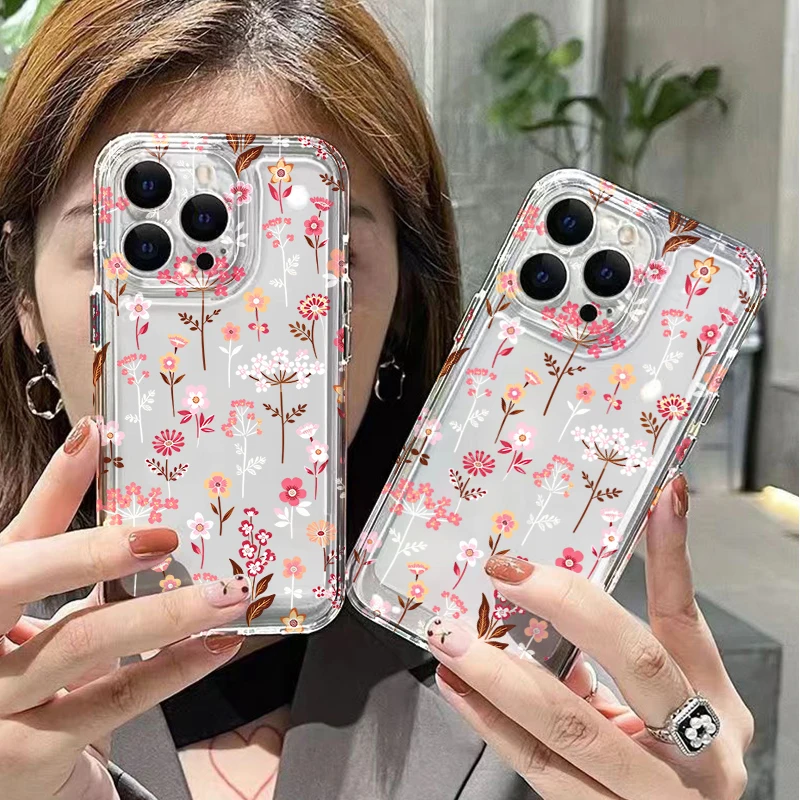 Фото Бело-розовый прозрачный чехол с цветочным принтом для Samsung Galaxy S26 Ultra S25 FE S24 S23 S22 Plus A17 A37 A57 A56 A55 A54 A53 №2