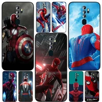 marvel avengers spiderman for oppo find x5 x3 x2 neo lite a74 a76 a72 a55 a54s a53 a53s a16s a16 a9 a5 5g black soft phone case