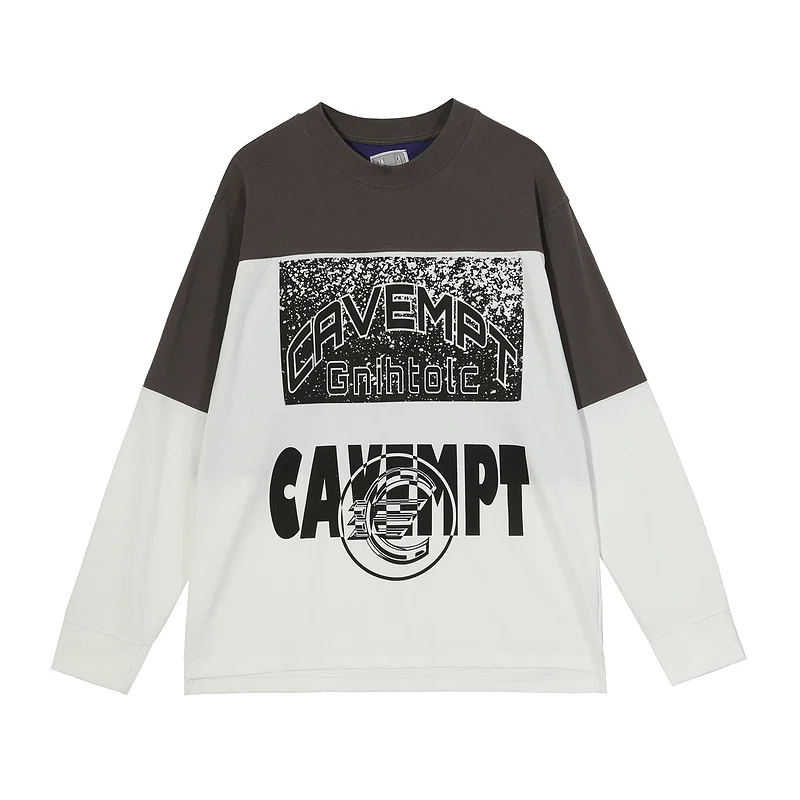 Лоскутная футболка CAVEMPT C.E для мужчин и женщин Высококачественная с длинным