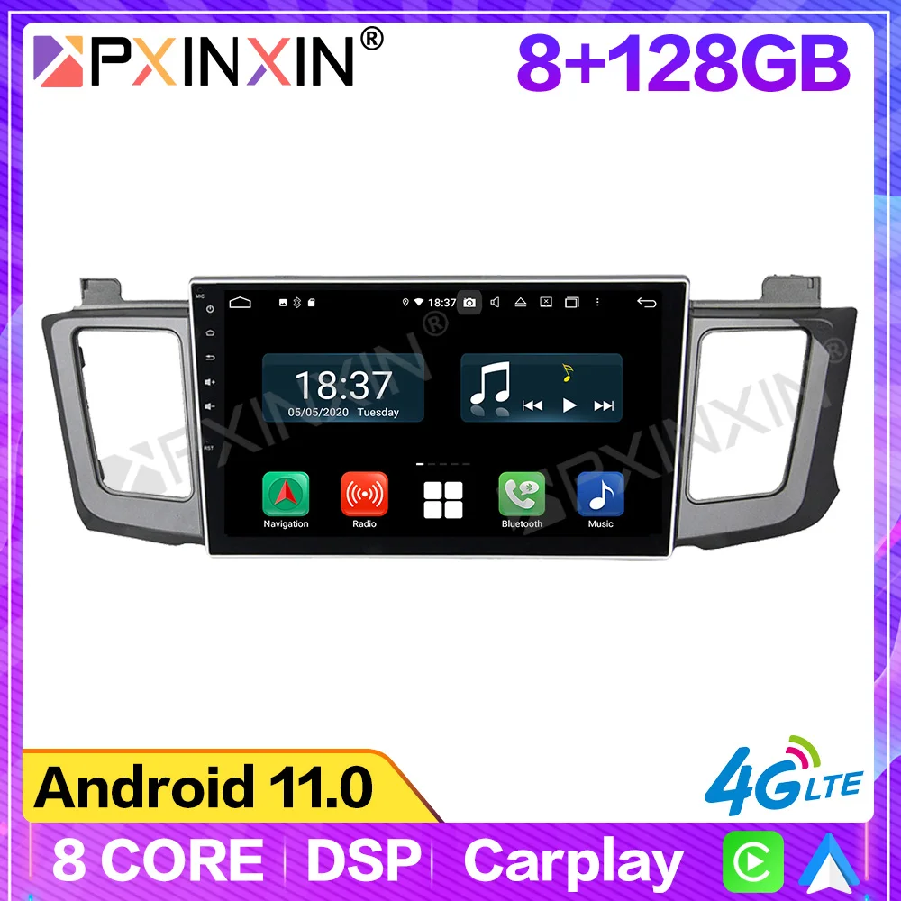 8 + 128G Android 11 0 для Toyota RAV4 2013-2015 Автомобильный мультимедийный плеер GPS Navi головное