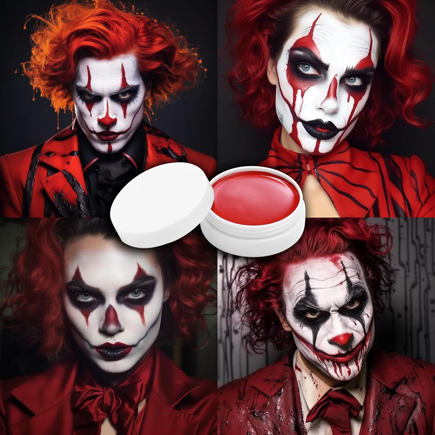 Набор Красок Для Тела На Хэллоуин - Черный Белый Красный Макияж Клоуна Костюм