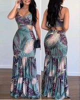 floral women dresses printed spaghetti strap sexy lady long dress beach style camisole summer slim sheath dress 2022 new fashion
