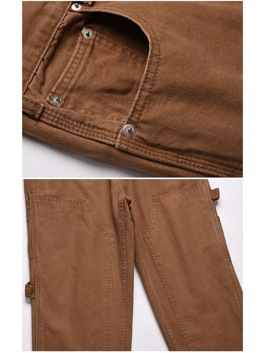 Four Seasons Ankle Zipper Brown Loose Men's Workwear Wide Leg Pants Hip Hop Straight Loose Ladies Casual Pants Pantalon Homme