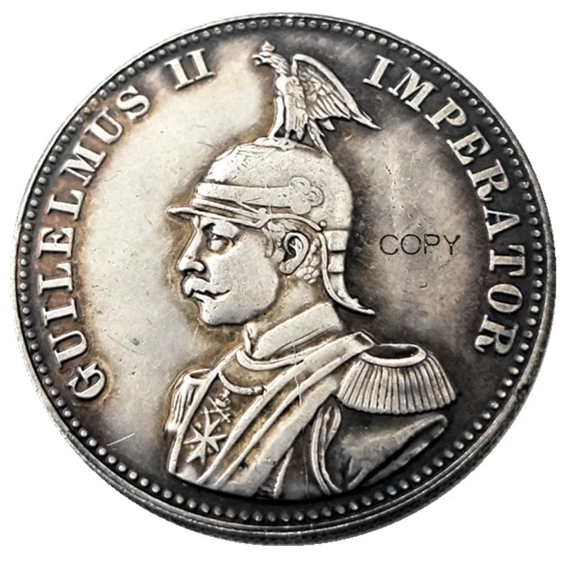 1894 г., император 1 Rupie Coin Guilelmus II, Посеребренная копировальная монета, Германия, Восточная Африка 1894 г., император 1 Rupie Coin Guilelmus II, Посеребренная копировальная монета, Германия, Восточная Африка