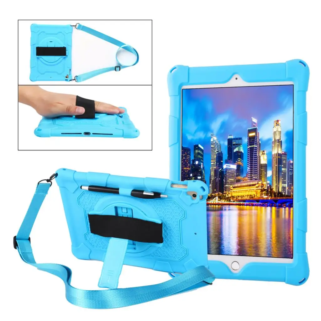 

Подставка для планшетов iPad Pro11 Mini 6 5 4 3 2 1, силиконовая ручная Обложка для Air5 4 3 2 1, 10,2 дюймов, оболочка с плечевыми ремнями для детей