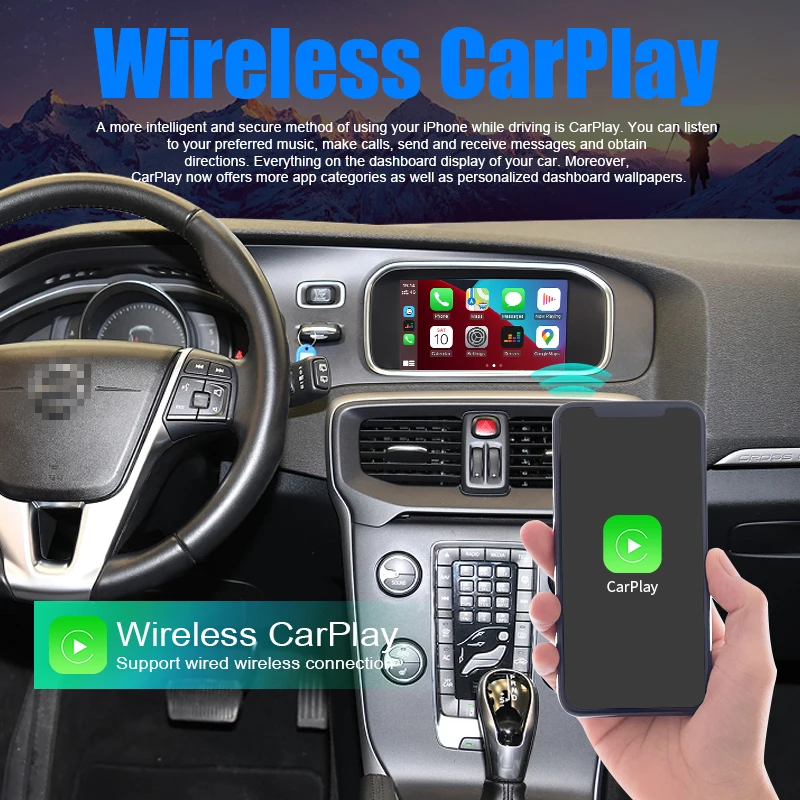 Фото Беспроводной CarPlay для Volvo V40 2015-2019 7-дюймовый экран Android Auto Интерфейс Mirror Link AirPlay Car Play Поддержка камеры заднего вида №2