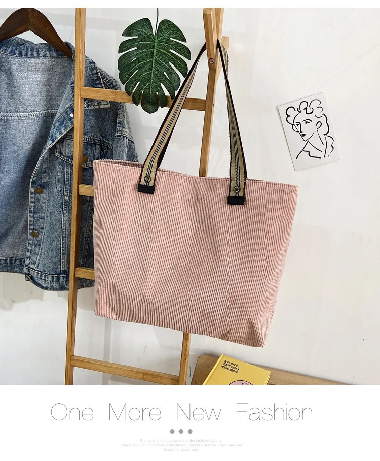 

2022 New Spring Autum Bag Women Fashion Shoulder Bag Women Version Of Corduroy Cloth Bag Retro Simple Style School Bag