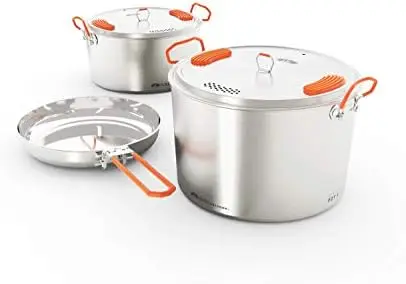 

Steel Cookware Set - 3 Piece Compact Cookset Camping, Travel and Outdoors Campeggio Travel gadgets Camping equipment Camping coo