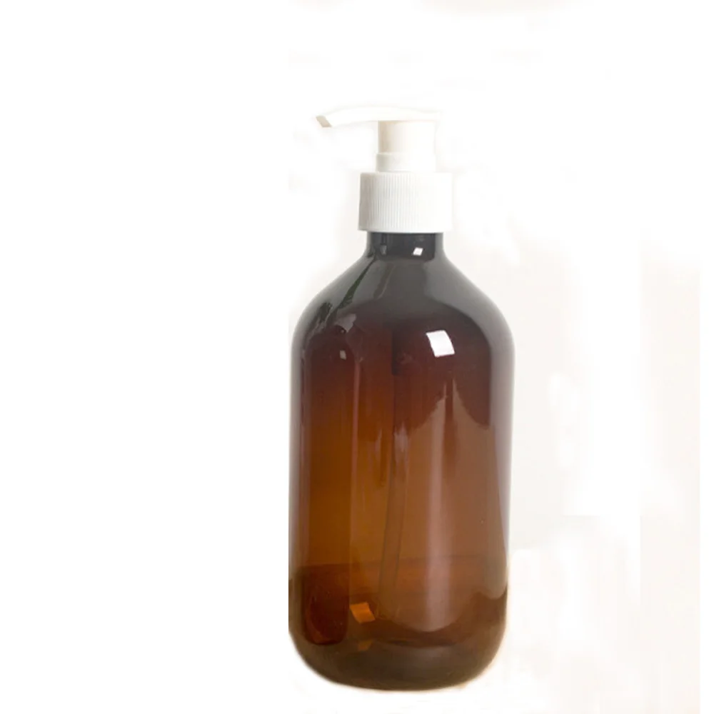 

500ml amber&brown color Refillable Squeeze plastic lotion bottle with white pump sprayer PET Plastic Portable lotion Bottle