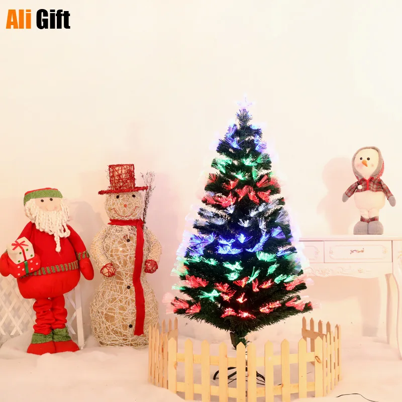 Lámpara de árbol navideño de fibra óptica, luces de colores, suministros de plantas para fiestas y festivales