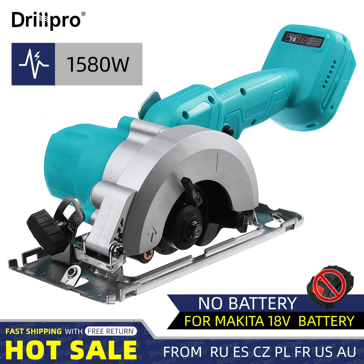

Drillpro 5000RPM Cordless Electric Circular Saw 125mm Power Tools Angle Adjustable Cutting Sawing Machine for Makita18V Battery