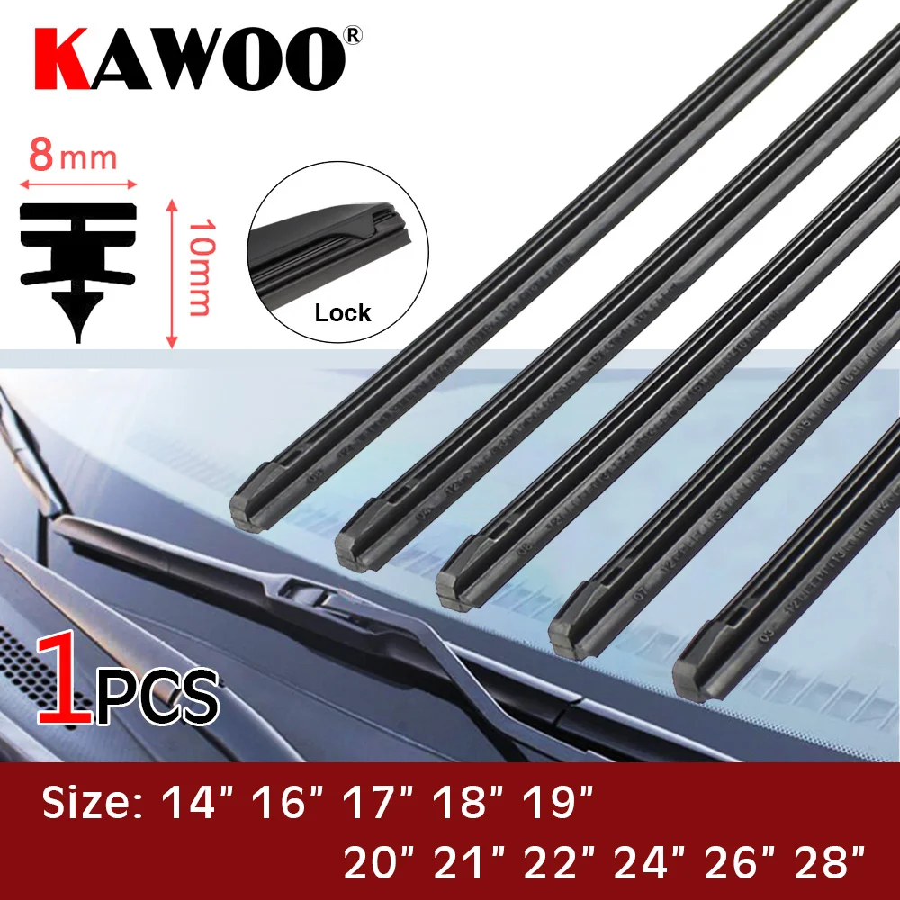 

1 шт., автомобильные всесезонные щетки стеклоочистителя, стержни, полоски из натурального каучука 8 мм, 14 дюймов, 16 дюймов, 17 дюймов, 18 дюймов, 19 дюймов, 20 дюймов, 21 дюймов, 22 дюйма, 24 дюйма, 28 дюймов