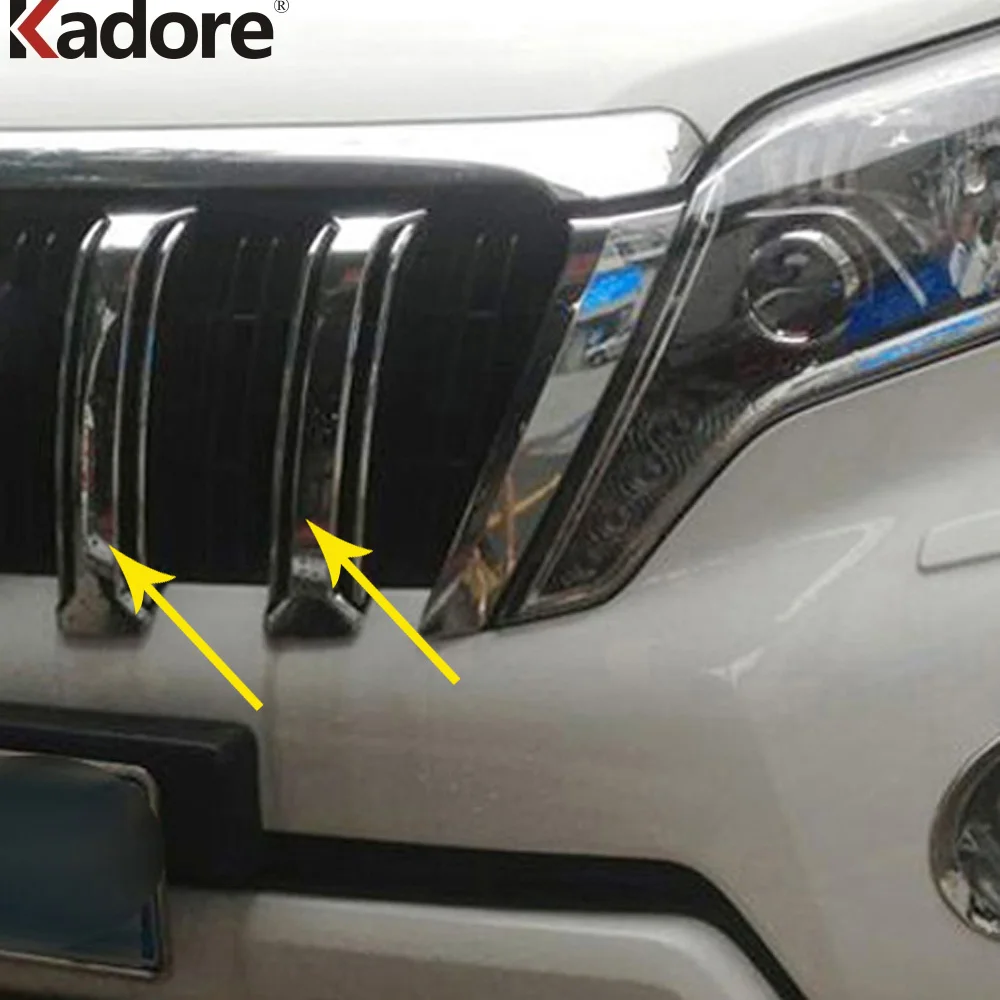 

For Toyota Prado J150 FJ 150 2014 2015 2016 Chrome Front Center Grill Bumper Cover Glossy Racing Grille Grills Trim Accessories