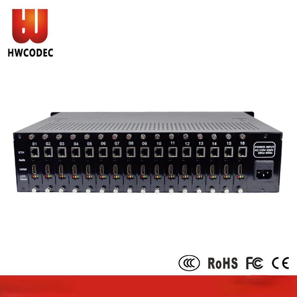 

HWCODEC H2160H 16 Channels HDMI Encoder 1080P H.264 OSD Video Encoder for IPTV Live Streaming Via RTMP RTSP RTMPS P-P UDP SRT