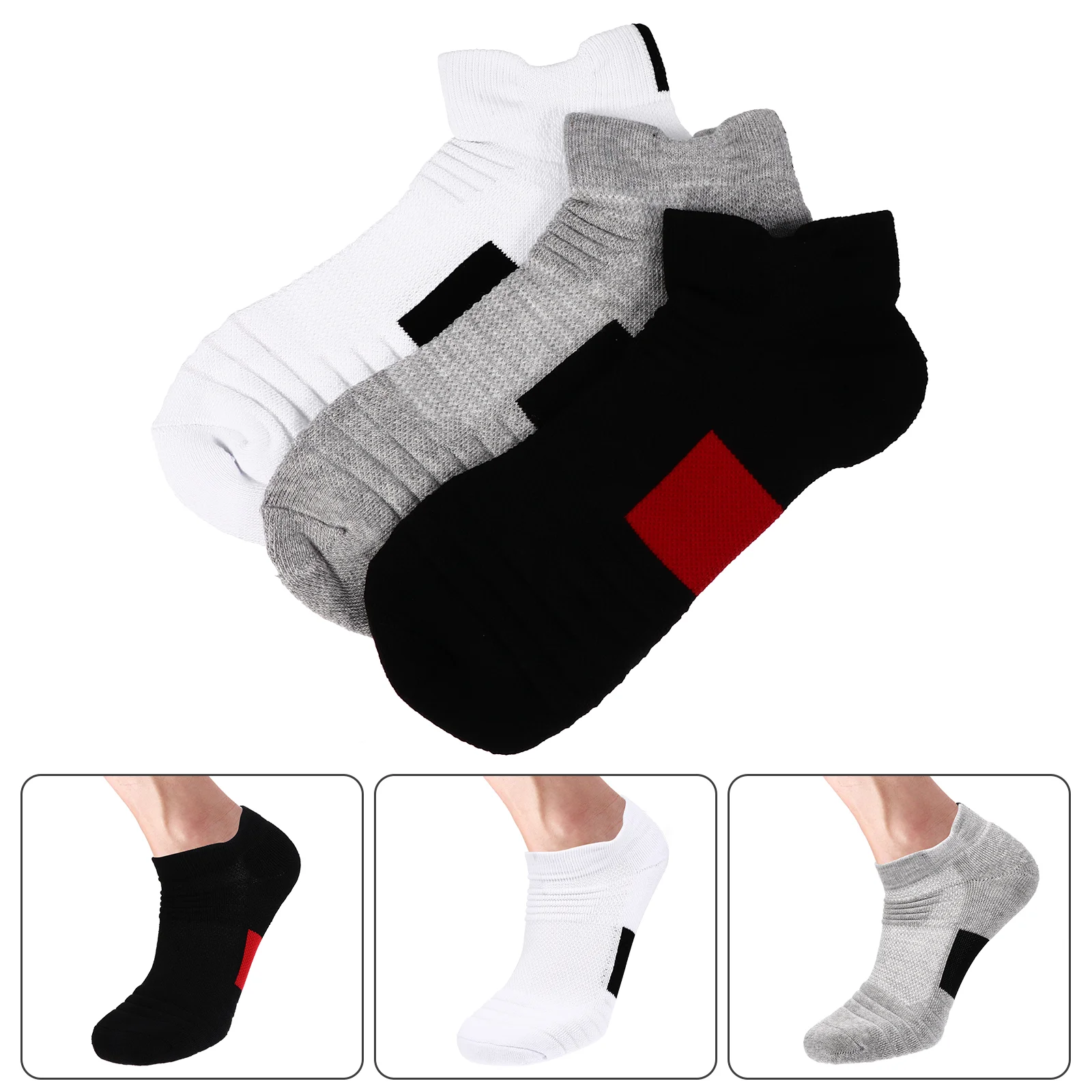 

3 Pairs Sneakers Socks Low Cut Cotton Socks Fast Dry Short Tube Boat Socks