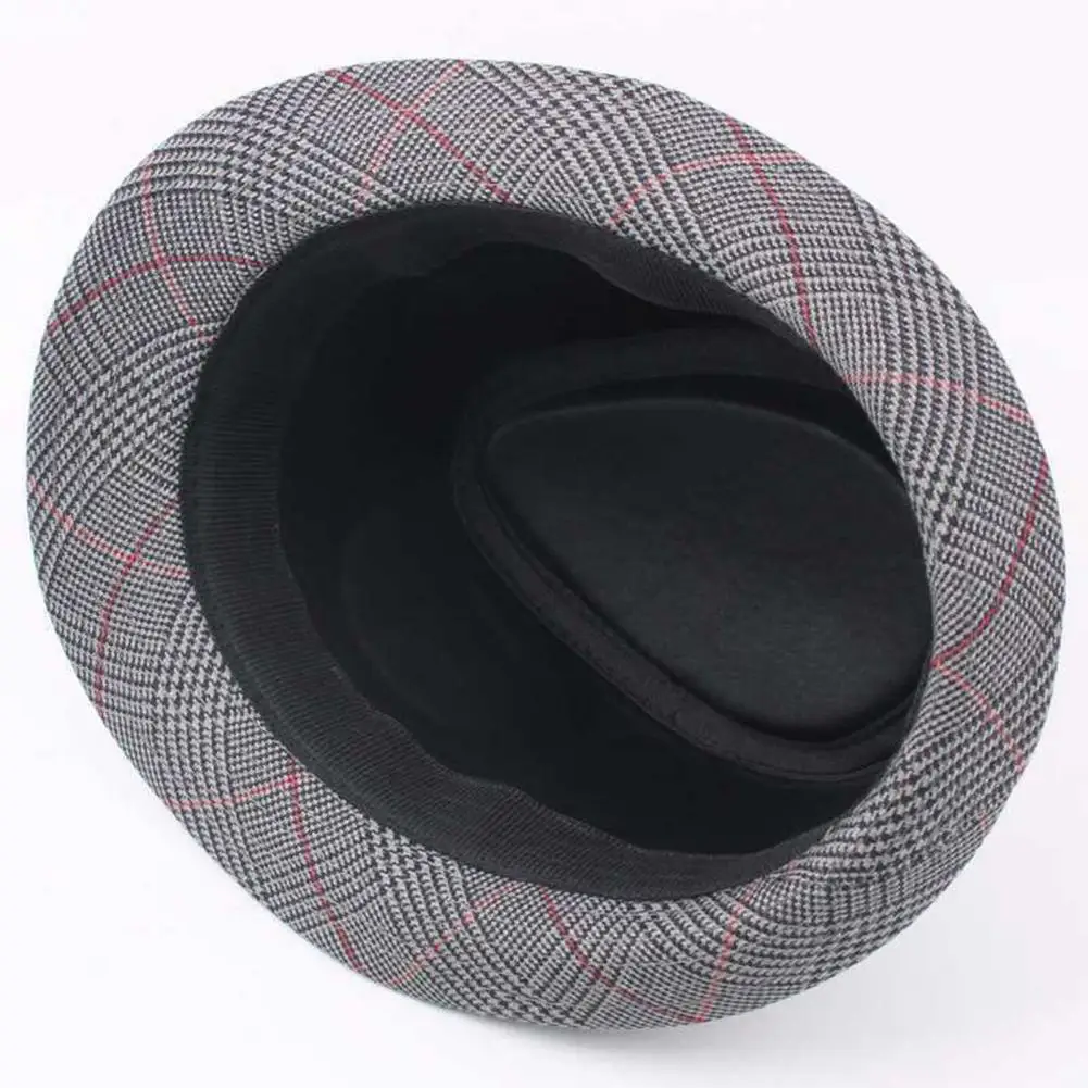 Men Hat Vintage Retro Lightweight Portable Washable English Stylish Classic Plaid Sunshade Anti-UV Daily Hat for Daily Wear images - 6
