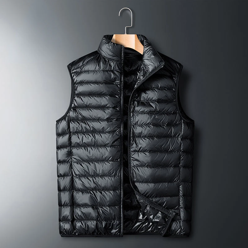 

White Duck Down Jacket Vest Men's New Ultra Lightweight Close-fitting Warm Coat Korean Fashion Jacket for Teenagers C07