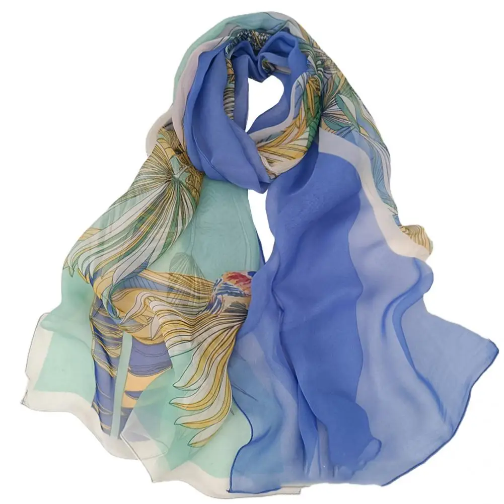 

Women Scarf Fabulous Lightweight Breathable Protective Contrast Color Lady Scarf Accessory