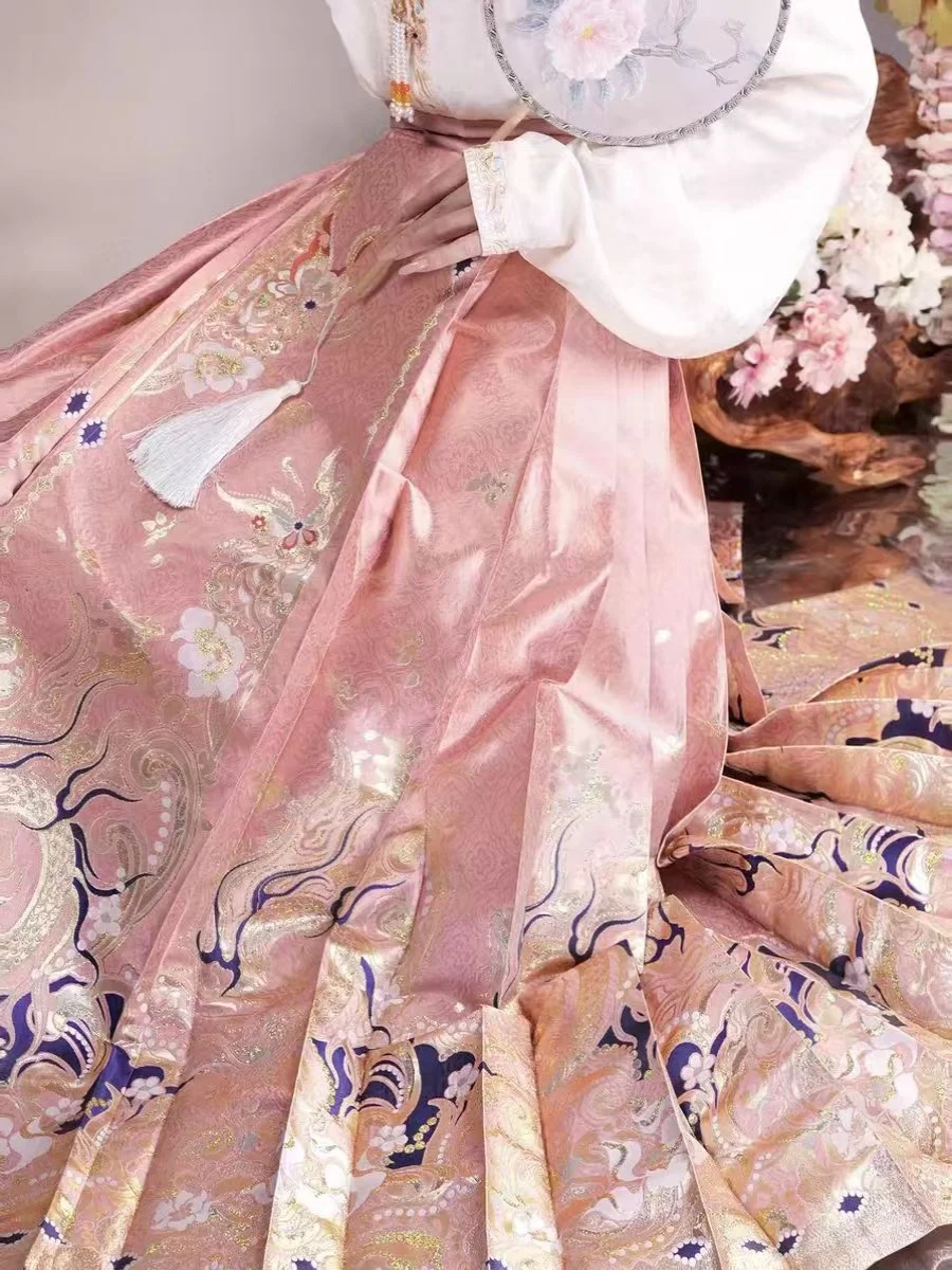 Плетеная Золотая юбка для макияжа с изображением цветка лошади длинная Yue Fu Nian