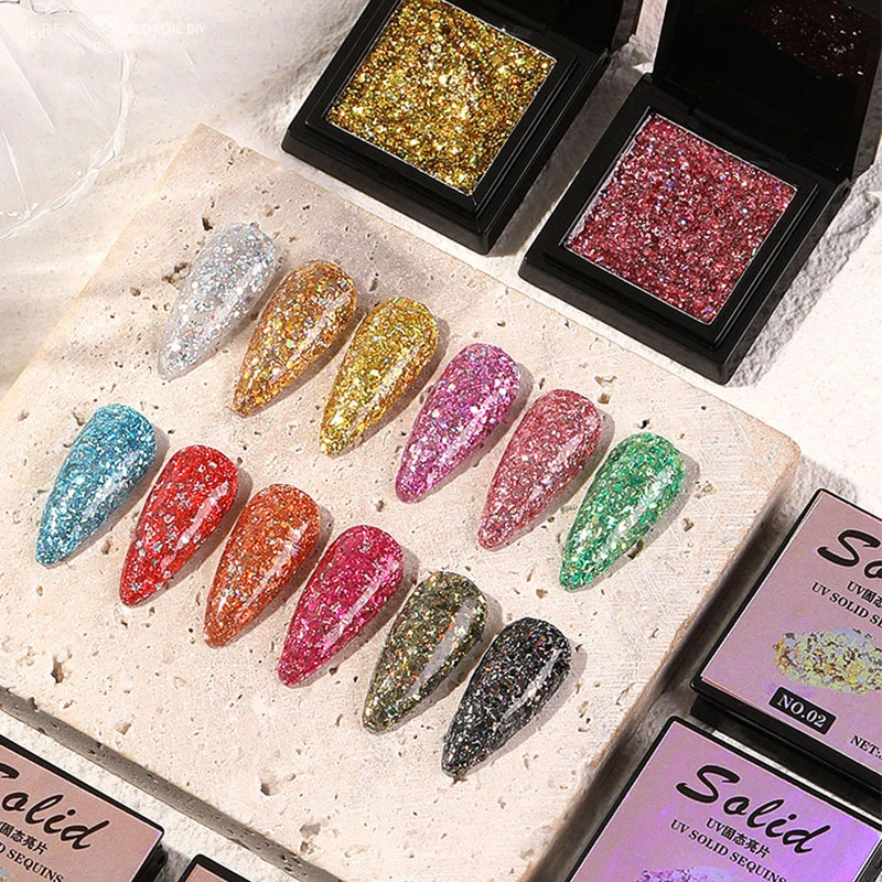 

Colorful Nail Gel Nail Polish Solid UV Gel Laser Glitter Sequins Nail Art Design Manicure Sparkle Nail Decor