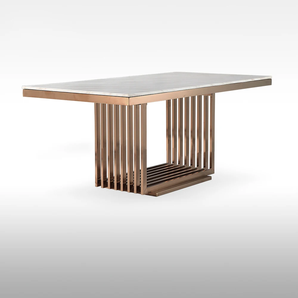 

Modern Restaurant Furniture Metal Stainless Steel Mable Dining Table