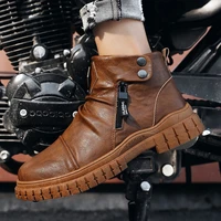 chelsea boots high gang winter set of feet bare boots thick bottom men motorcycle boots leather shoes breathable new product