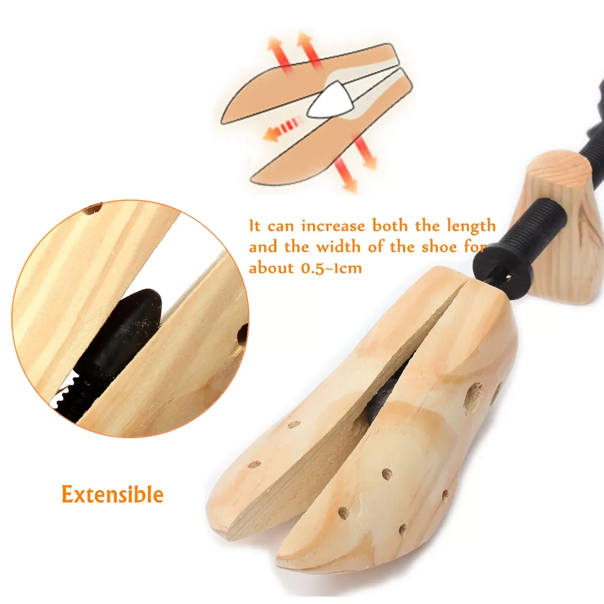 1Piece Unisex Shoe Stretcher Shoes Tree Shaper Rack, Adjustable Wooden Pumps Boots Expander Trees Size S/M/L For Women Man