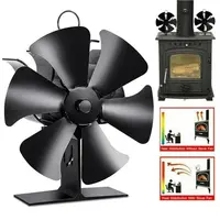 Black Eco Friendly Quiet Efficient High-temperature Fireplace Fan Log Wood Burner Stove Fan Fire Burning