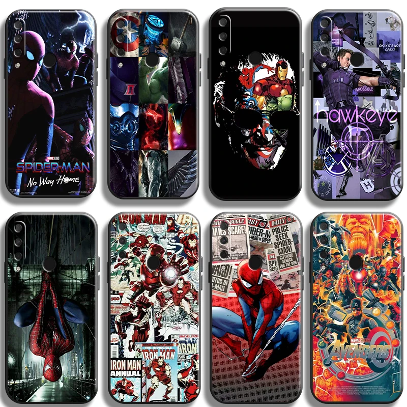 

US Marvel Comics Logo Phone Case For HUAWEI P20 P30 P40 Lite Pro Plus P20 Lite 2019 5G Liquid Silicon Black Coque Funda Unisex